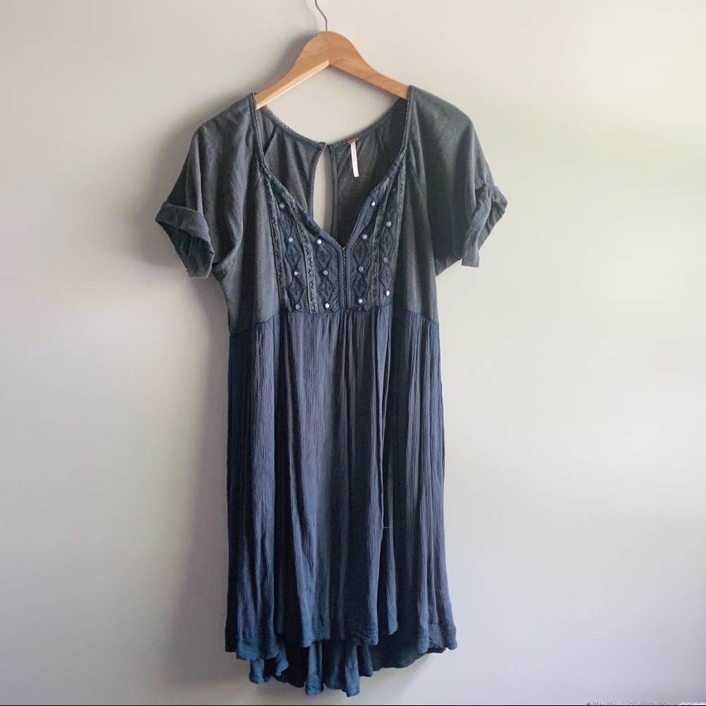 Free People embellished blue tunic